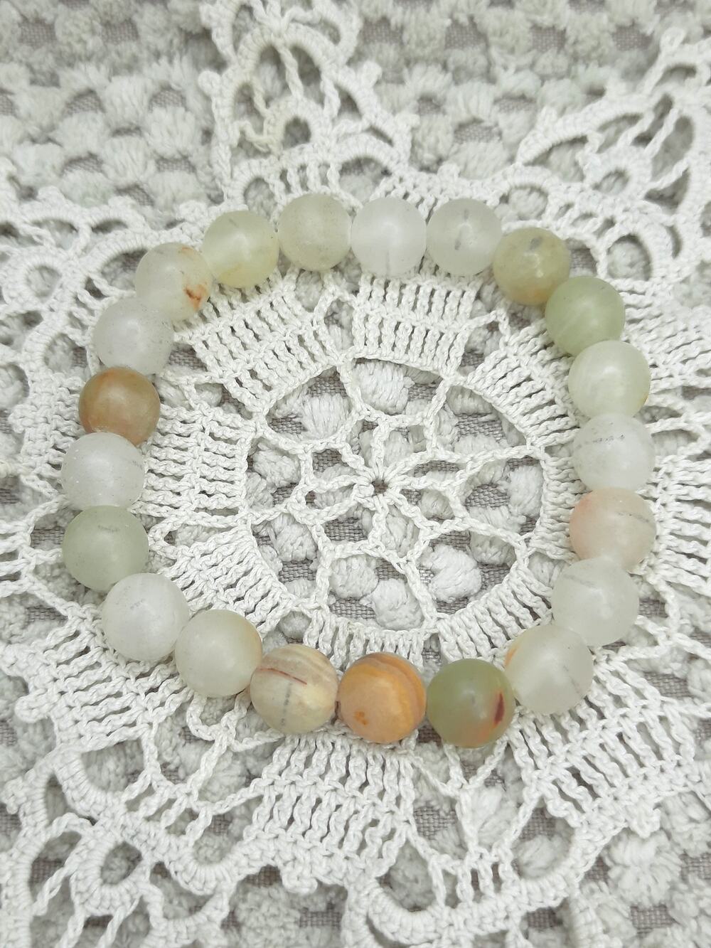 Artisan Afghan Jade Beaded Bracelet Stretch 8mm Gemstone Neutral Unisex NEW